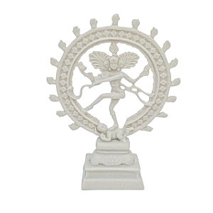 Escultura Shiva Nataraja P Branco em Po de Marmore 18cm