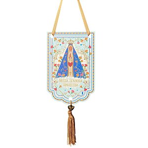 Flamula Oracao Nossa Senhora Aparecida em MDF 15X10CM