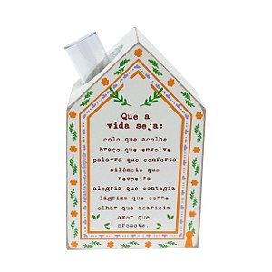 Mini Vaso Casinha Que a vida seja em MDF - Branca 10x6x3cm