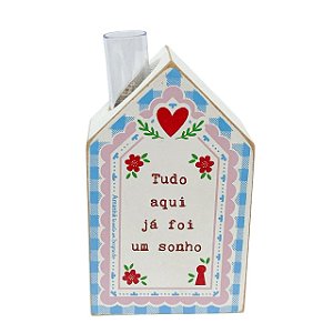 Mini Vaso Casinha Tudo aqui sonho em MDF- Branca 10x6X3cm