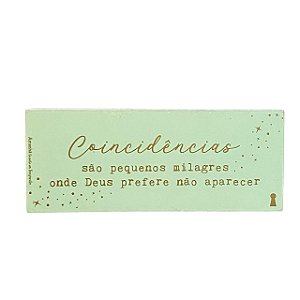 Quadro Box Coincidencias pequenos milagres em MDF 6x15x3cm