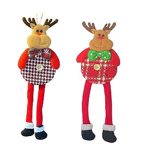 CJ 02 PCS ENFEITE DECORATIVO NATALINO RENA 24X9CM