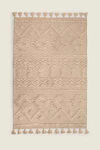 TAPETE ETNICO ALGODAO SUSTENTAVEL RELEVO 1,2X1,8 NATURAL