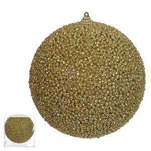 BOLA DECORADA NATAL (DOURADO) 15cm (FLORARTE)