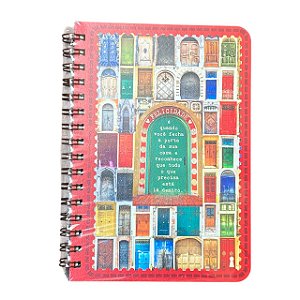 Caderno Caderneta Portas felicidade 80Fls Com Pauta