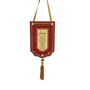 Flamula Amor em MDF com pingente 15x10cm