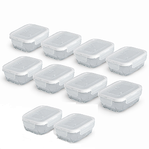 Kit 10 Potes Vidro 720ml Hermético Marmita Forno Refratário