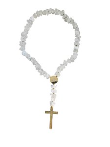 Terço Decorativo Pedras Naturais Cristal 100cm