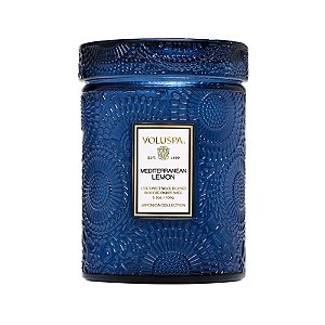 MINI VELA POTE VIDRO 50H RELEVO MEDITERRANEAN LEMON VOLUSPA