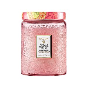 VELA POTE VIDRO G 100H RELEVO NAPALI PASSION FRUIT VOLUSPA