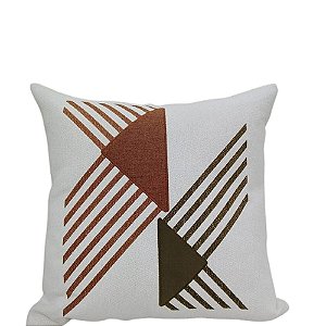 ALMOFADA BORBADA EM ABSTRATO GEOMETRICO EM LINHO  50X50