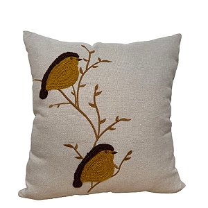 ALMOFADA BORDADA EM LINHO BEM-TE-VI 50X50