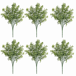 Kit 6 Hastes Folhagem PODOCARPUS permanente verde 30cm