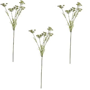 Kit 3 FLORES PERMANENTE HASTE FLOR MIMOSA BRANCA 82 CM