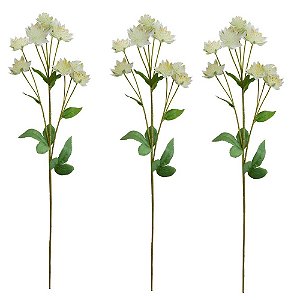 kit 3 FLORES PERMANENTE HASTE FLORES DENTE DE LEAO 25 CM