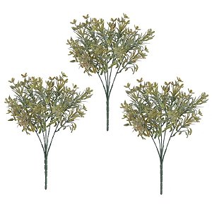 KIT 3 FOLHAGENS PODOCARPUS COM POWDER PLASTICO VERDE OUTONO 30CM