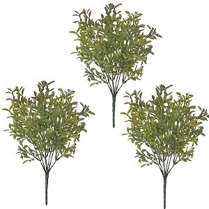 KIT 3 FOLHAGENS GRASS PLASTICO VERDE OUTONO 33CM FLORARTE