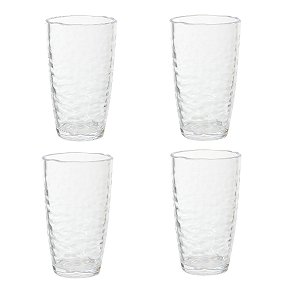KIT 4 COPOS ACRILICO 560ml MARTELADO INCOLOR FLORARTE