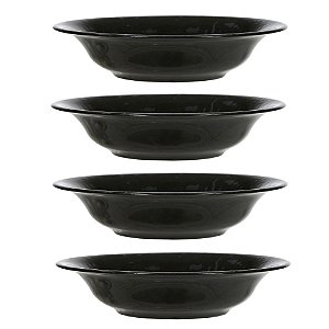 KIT 4 BOWLS EM CERAMICA 16X16CM PRETO FLORARTE