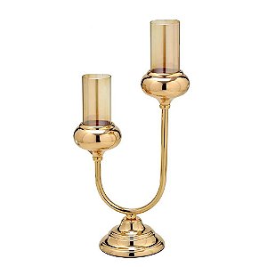 CANDELABRO DECORATIVO EM METAL DOURADO