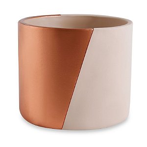 CACHEPOT GEOMETRICO NUDE E COBRE EM CIMENTO