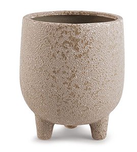 CACHEPOT DECORATIVO EM CERAMICA TERRA COM PE G