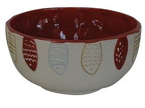 BOWL COM PEIXE EM CERAMICA VERMELHO