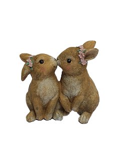 ESCULTURA COELHOS BUNNIES IN LOVE