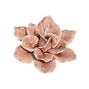 PECA DECORATIVA FLOR DE CERAMICA ROSA