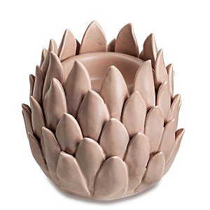 PORTA-VELAS ALCACHOFRA ROSA EM CERAMICA