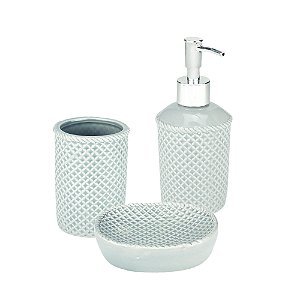 SET C/ 3 PCS BANHEIRO CERAMICA BRANCO