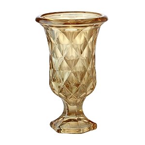 VASO C/PE DE VIDRO DIAMOND AMBAR METALIZADO