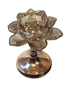 CASTICAL AMBAR DECOR COM PEDESTAL EM METAL ROSE M