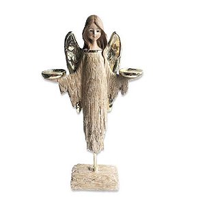 ANJO CASTIÇAL EM RESINA E PEDESTAL