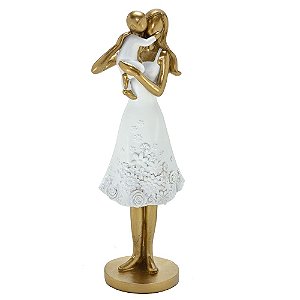 Escultura Mae com Filho Decorativo