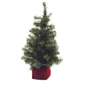 ARVORE DE NATAL MINI PINHEIRO VERDE COM BASE VERMELHA - 65cm