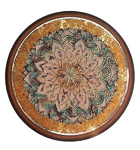 MANDALA DECORATIVA EM MADEIRA 80CM