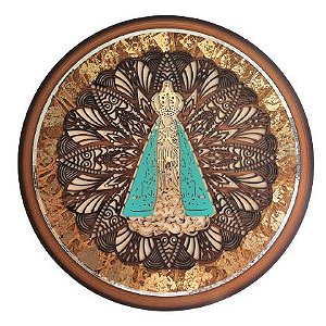 MANDALA NOSSA SENHORA APARECIDA DECOR EM MADEIRA 80CM