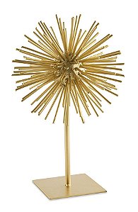 ESCULTURA OURICO DOURADO EM METAL COM PEDESTAL G