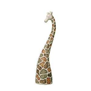 Estatueta Girafa em ceramica e metal pintada a mão