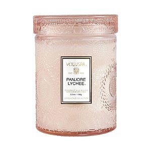 MINI VELA VOLUSPA POTE VIDRO 50H RELEVO PANJORE LYCHEE 156g