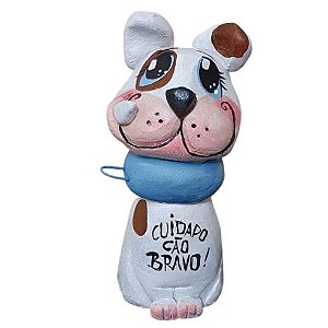 Cachorro Branco Decor Cimento Bento