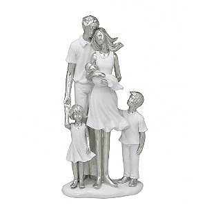 ESCULTURA FAMILIA DECORATIVA COM MENINO MENINA E BEBE