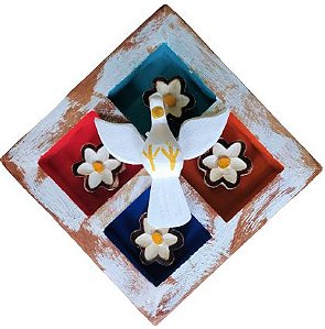 Quadro Divino Espirito Santo em Madeira PP