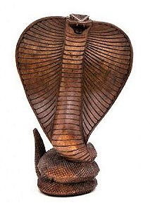 ESCULTURA COBRA NAJA EM MADEIRA - BALI