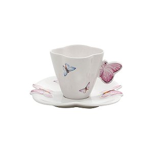 CJ 6 XICARAS CAFE PORCELANA C/PIRES BORBOLETAS 100ml