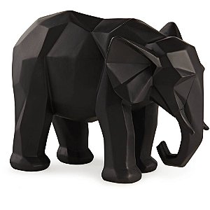 ESCULTURA ELEFANTE EM POLIRESINA PRETO