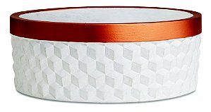 CACHEPOT BRANCO E COBRE EM CIMENTO P