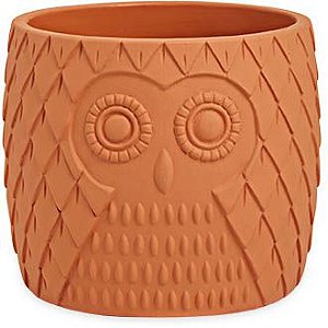 CACHEPOT EM CIMENTO CORUJA TERRACOTA  P