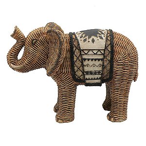 ELEFANTE DE RESINA  ESTILO RATTAN DECOR